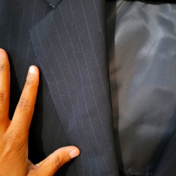 Brooks Brothers Men's Wool Striped Blazer 46L Navy Blue Sport Coat Jacket - Picture 8 of 8